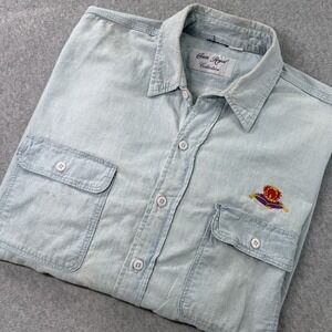 Vintage‎ Crown Royal Denim Shirt Embroidered Logo Whiskey Promo Button Up